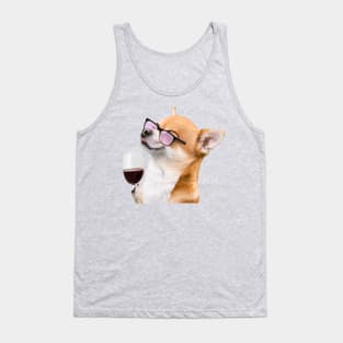 Dog next to wine meme Tank Top